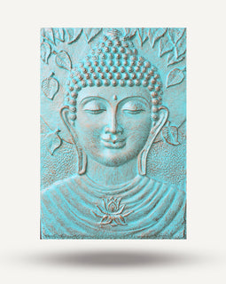 Large Buddha Iron Frame Turquoise Relief - 0.7x1m