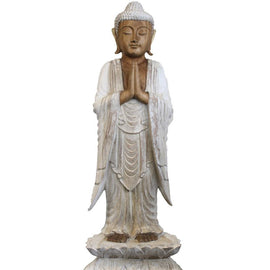 Buddha Statue Standing - Whitewash - 1m Welcome