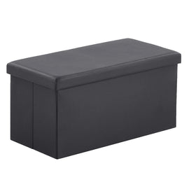 Glossy PVC MDF Foldable Storage Footstool Black - 76*38*38cm