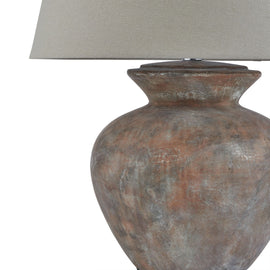 Siena Brown  Round Table Lamp With Linen Shade
