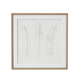 Solli White Feathers Art Mounted In Beaded Frame