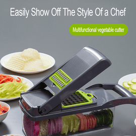 Vegetable Chopper, 12 in 1 Onion Chopper with Large Container, Adjustable Mandolin Slicer, Grater, Household Kitchen Cutter for Veggie, Vegetable Cheese Fruit Potato Dicer + ABS