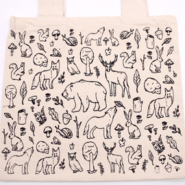 Big Cotton Shopping Bag - 38x42cm - Forest Life - 10oz