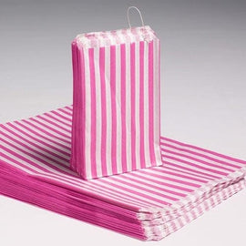 5x7" Candy Stripe Bags  - PINK