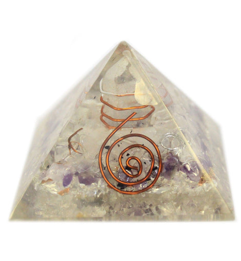 Med Orgonite Pyramid 55mm Gemchips and Copper