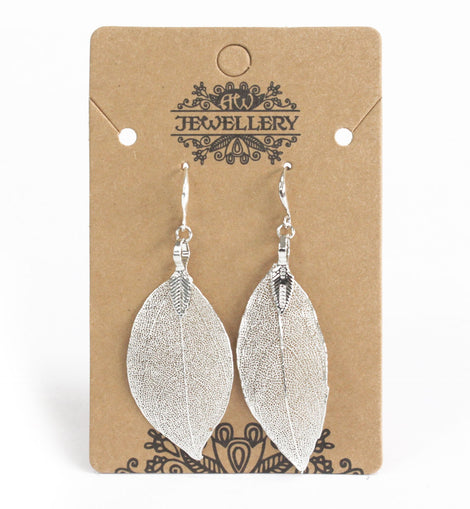 Earrings - Bravery Leaf - Silver