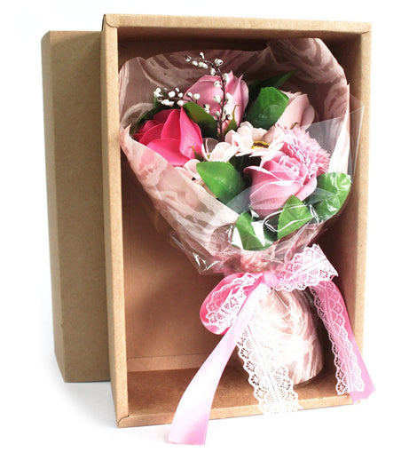 Boxed Hand Soap Flower Bouquet - Pink