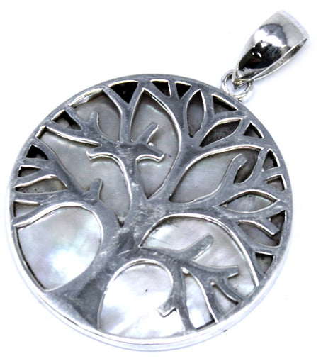 Tree of Life Silver Pendant 30mm - Mother of Pearl