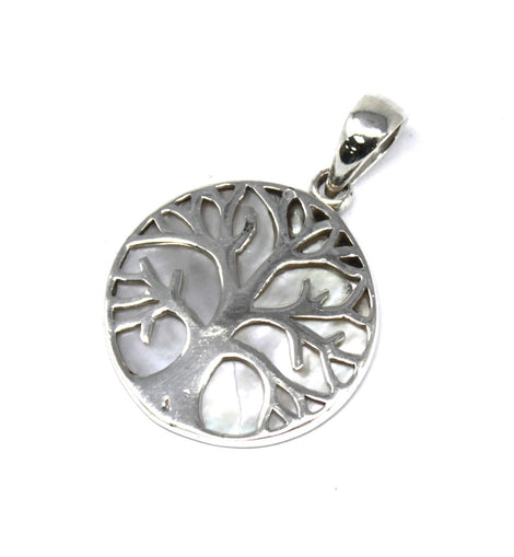 Tree of Life Silver Pendant 22mm - Mother of Pearl