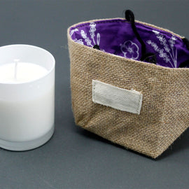 Natural Jute Cotton Gift Bag - Lavender Lining - Medium