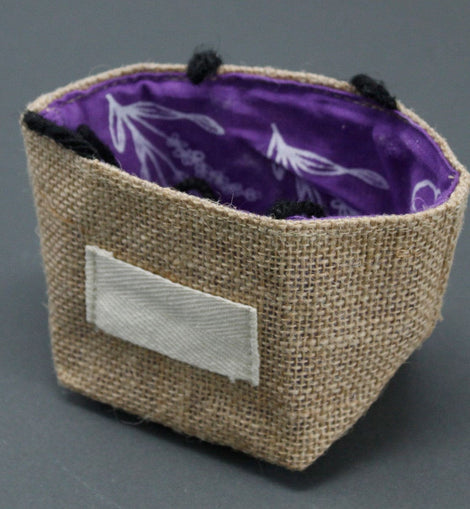 Natural Jute Cotton Gift Bag - Lavender Lining - Small