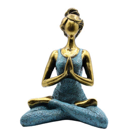 Yoga Lady Figure -  Bronze & Turqoise 24cm