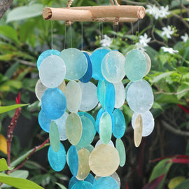 Blue & Pearl Driftwood Cross Chime