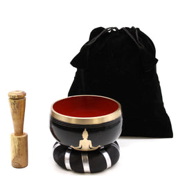 Buddha Singing Bowl Set- Black/Orange 10.7cm