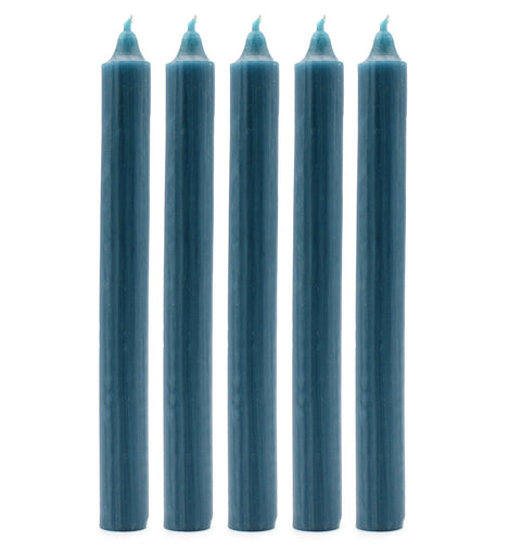 Solid Colour Dinner Candles - Rustic Teal - Pack of 5