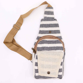 Body Cross Bag Natural Cotton -  Black & White