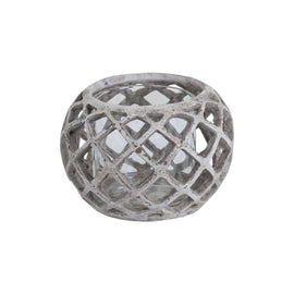 Large Round Ceramic Lattice Hurricane Lantern