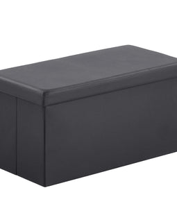 Glossy PVC MDF Foldable Storage Footstool Black - 76*38*38cm