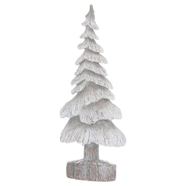 Carved Wood Effect Grey Small Snowy Tree