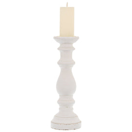 Matt White Large Ceramic Column Candle Holder