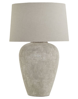 Athena Aged Stone Tall Table Lamp With Linen Shade