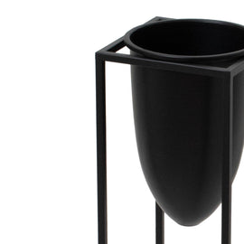 Matt Black Bullet Planter On Black Frame