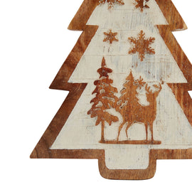 Natural Wooden Snow Scene Tree Decoration