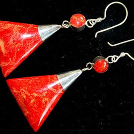 925 Silver Earrings - Triangle Double Drop