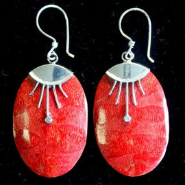 925 Silver Earrings - Oval Décor