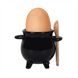 Cauldron Egg Cup with Broom Spoon