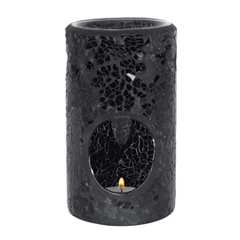 Black Crackle Glass Pillar Oil Burner