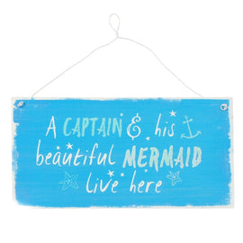 Captain And Mermaid Metal Sign