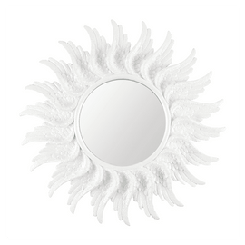 47cm Round White Glitter Angel Wing Mirror